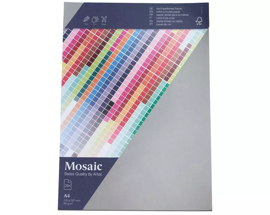 Artoz Designpapier Mosaic A4, 25 Blatt, Silber