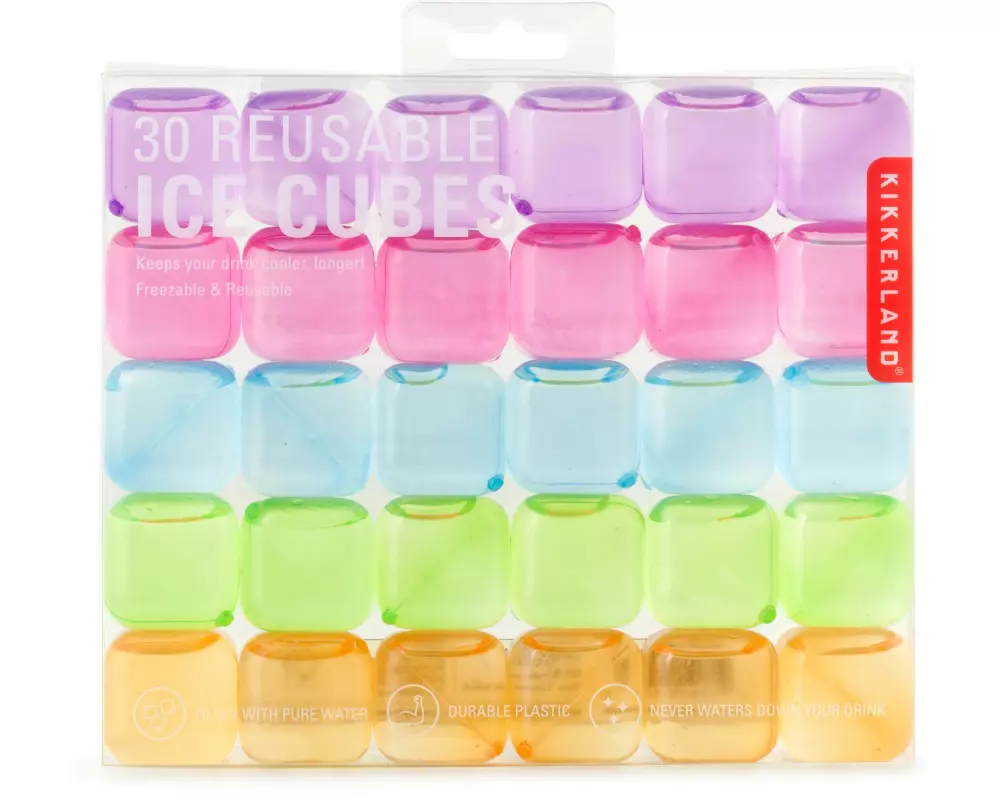 Kikkerland wiederverwendbare Eiswürfelform 30 Stück, Mehrfarbig