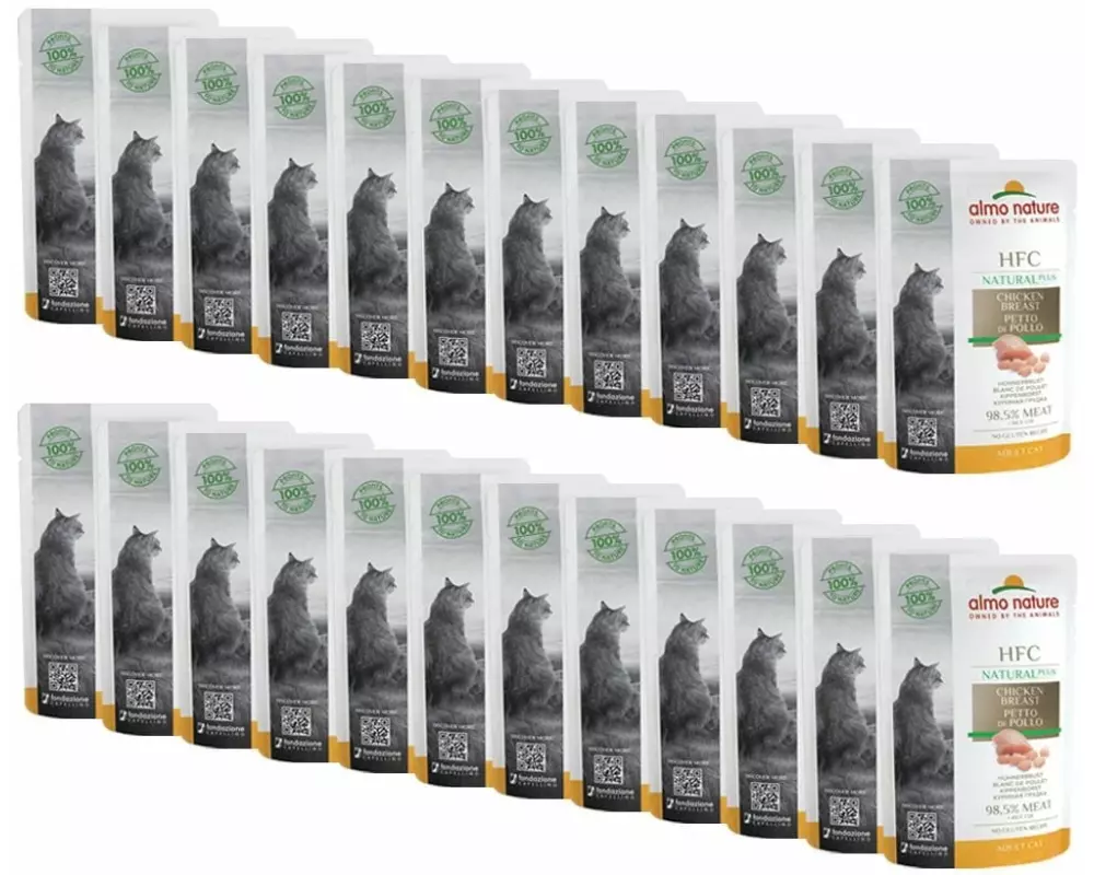 Almo Nature Nassfutter HFC Natural Plus Hühnerbrust, 24 x 55g