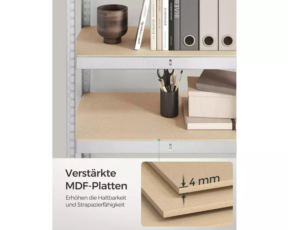 Songmics Regal 2er-Set mit 4 Ablagen Silber