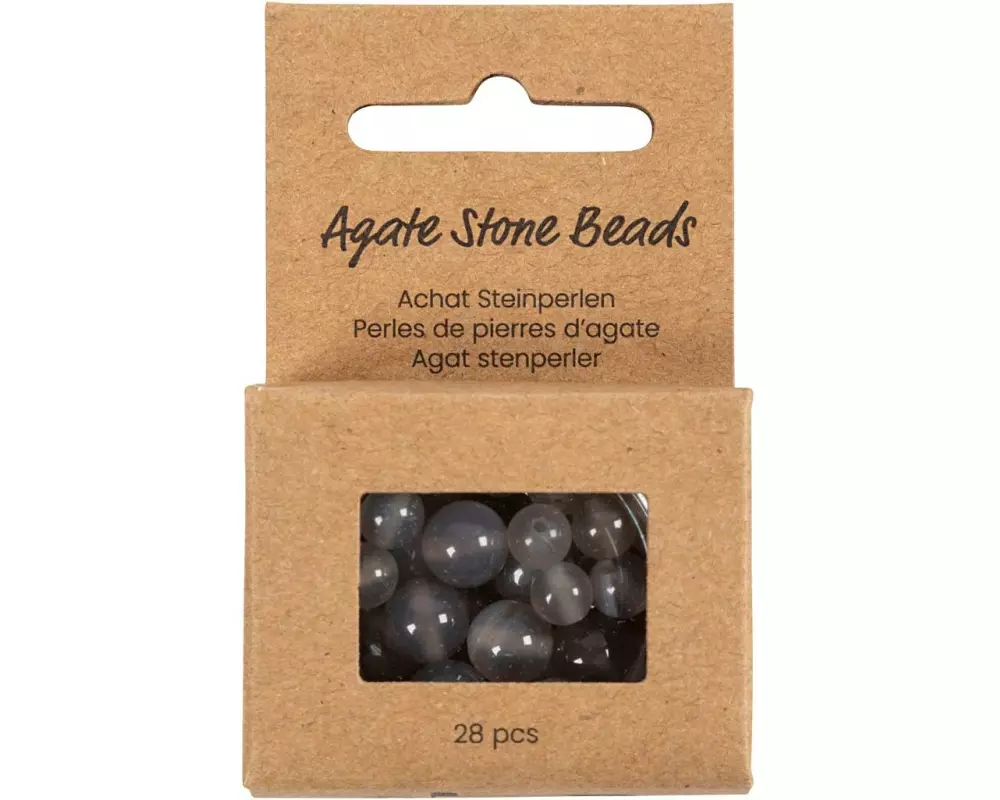 Creativ Company Perlen-Set Achatstein Transparent Grau, 6-10 mm