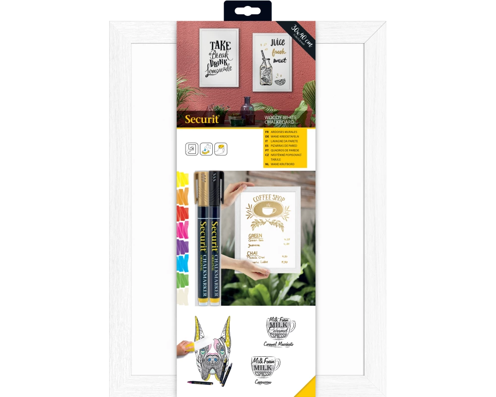 SECURIT Kreidetafel WOODY WBW-WT-30-40 weiss 40x30x1cm