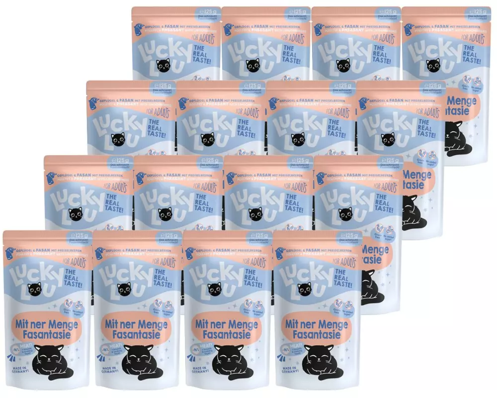 Lucky Lou Nassfutter Lifestage Adult Geflügel & Fasan, 16 x 125 g