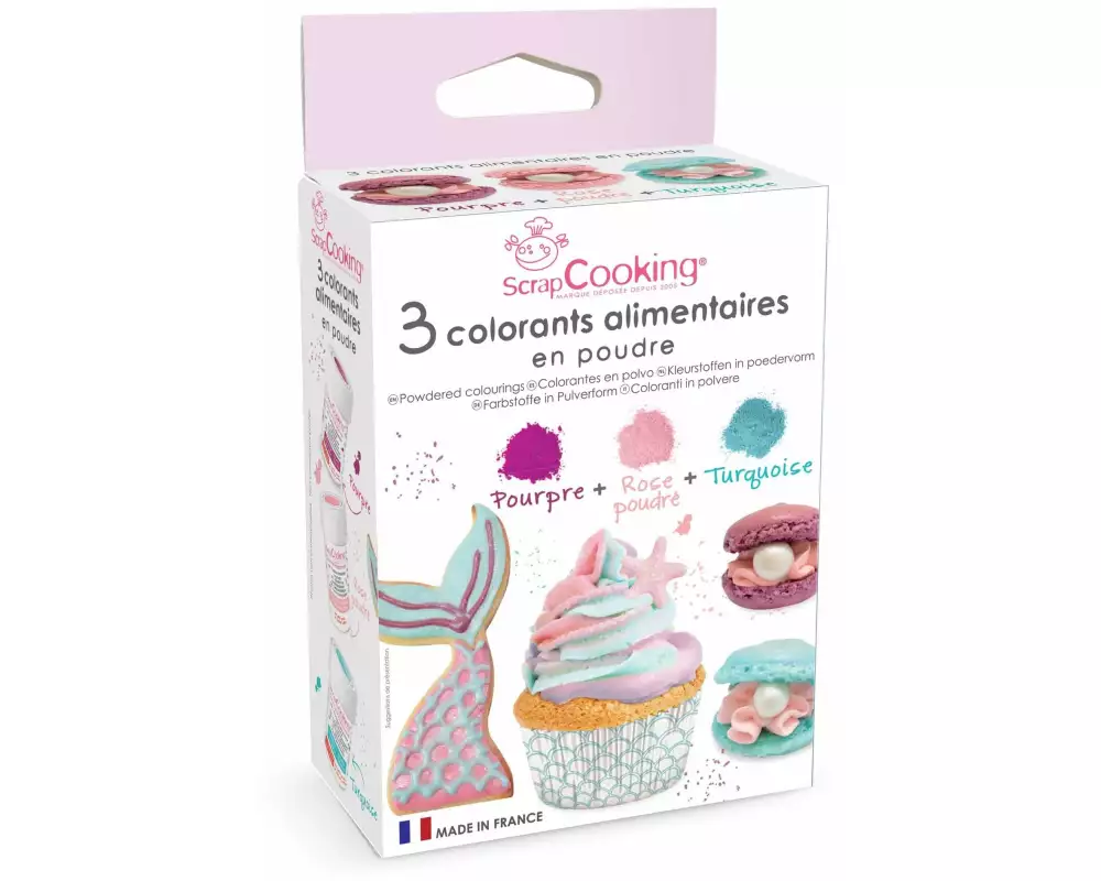 ScrapCooking Lebensmittelfarbenpulver Lila/Pink/Türkis