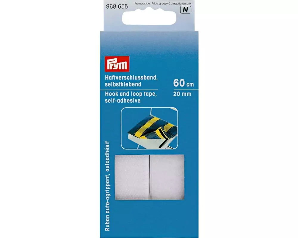 Prym Klettbandverschluss 60 cm, selbstklebend, Weiss
