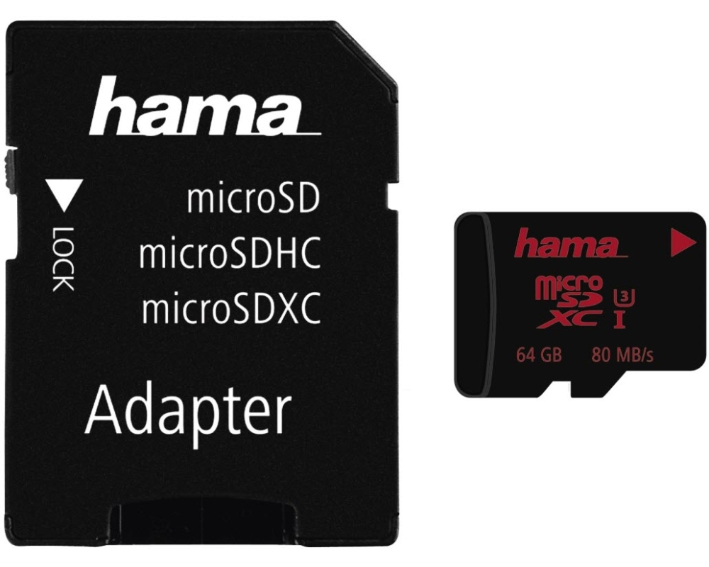 HAMA microSDXC 64GB UHS Speed 123982 Class 3 UHS-I 80MB/s, Adapter