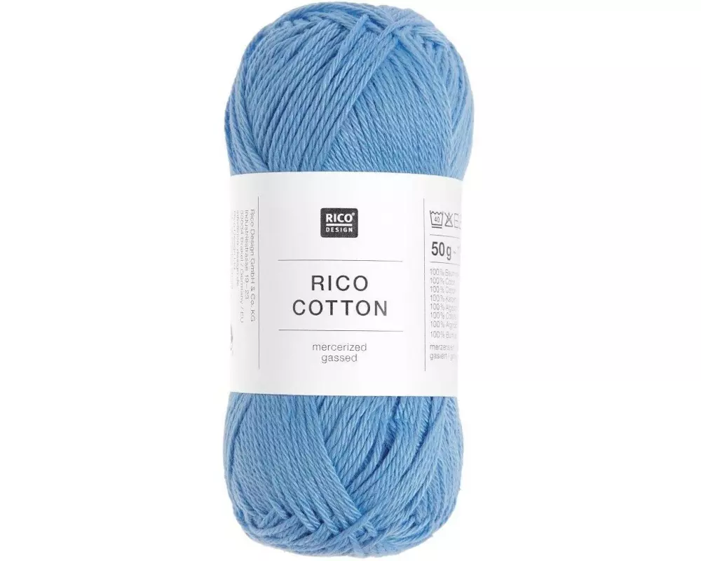 Rico Design Baumwollgarn Himmelblau, 50 g, 125 m