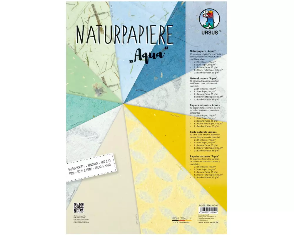 URSUS Bastelpapier Naturpapier Aqua 23 x 33 cm, 70 g/m², 10 Bl