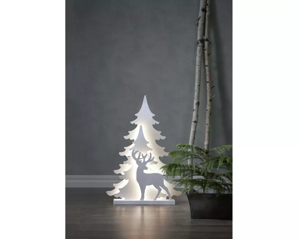Star Trading Tischdeko Grandy 70 cm, 36 LED, Holz, Weiss