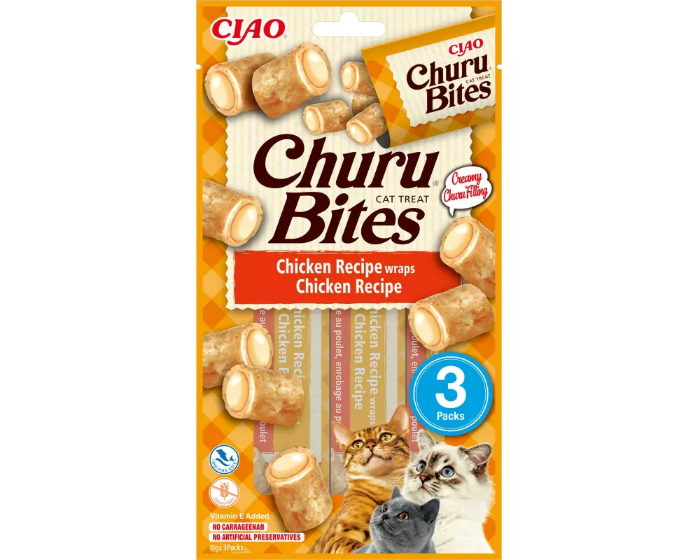 CIAO Churu Katzen-Snack Bites Huhn, 3 x 10 g