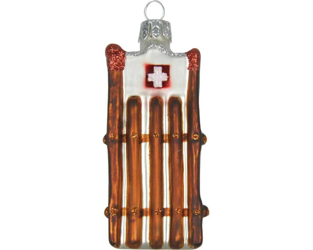 creanorm Weihnachtskugel Schlitten mit Schweizerkreuz Mehrfarbig