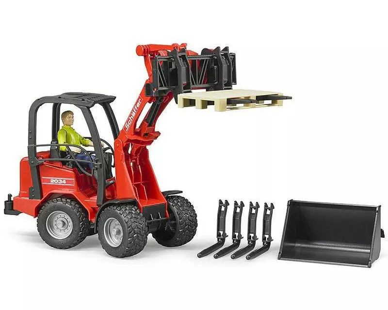 Bruder Spielwaren Landwirtschaftsfahrzeug Schäffer Hoflader 2034 + Zubehör