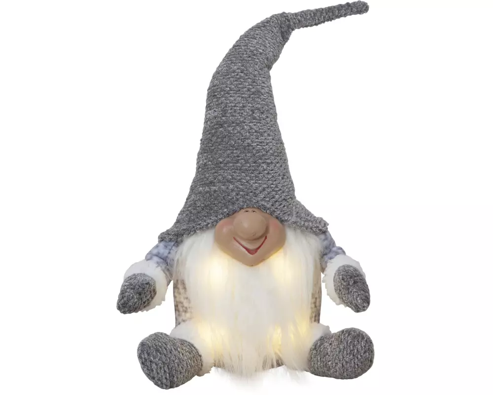 Star Trading LED-Figur Wichtel Grau, 4 LED, 34 cm, indoor