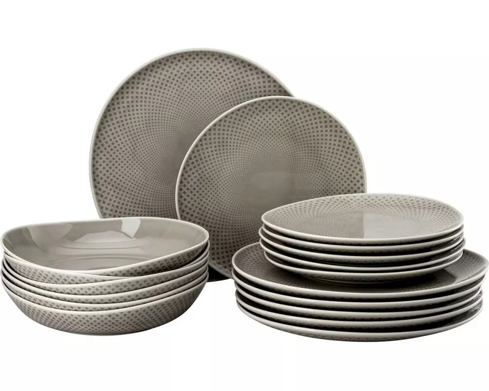 Rosenthal Speiseteller Junto Pearl Grey, Set 18-teilig