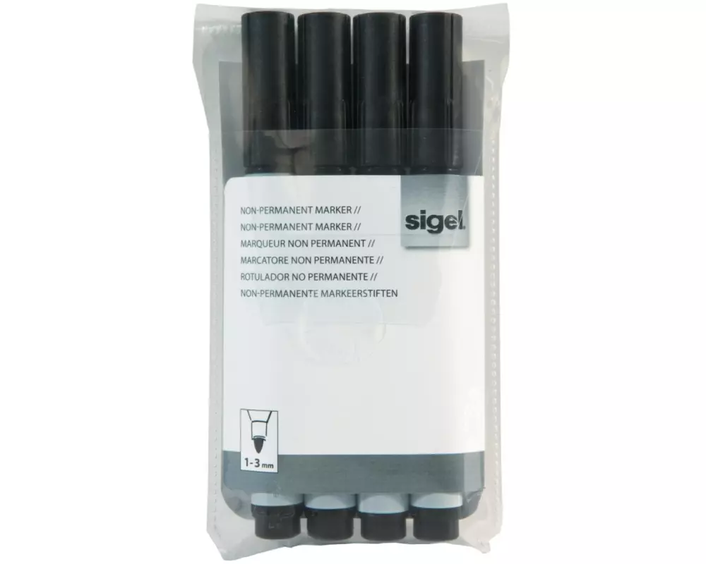 Sigel Whiteboard-Marker 4 Stück, Schwarz