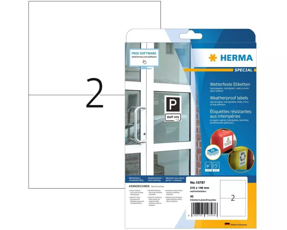 HERMA Outdoor-Etiketten 210 x 148 mm, 20 Blatt