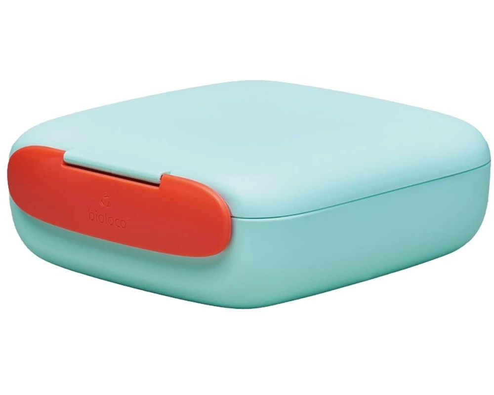 BioLoco Lunchbox square-Real talk Hellblau/Rot