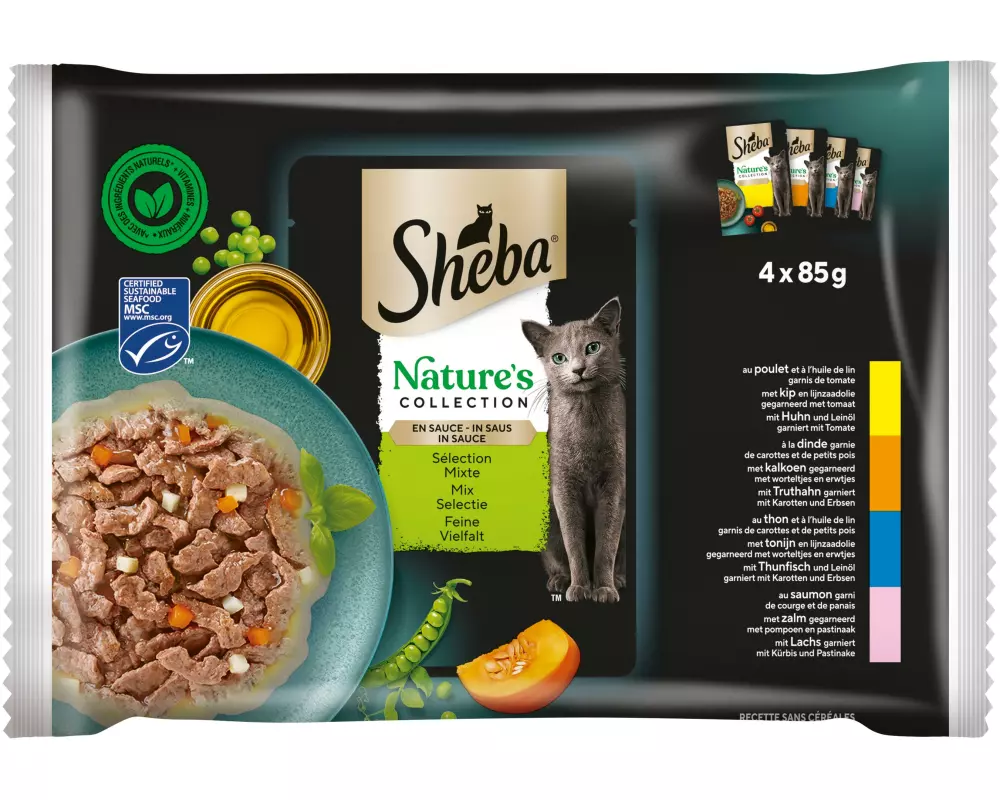 Sheba Nassfutter Natures Collection Sauce – Feine Vielfalt, 4x85 g