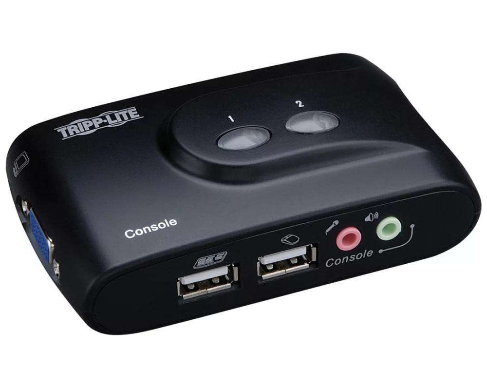 EATON TRIPPLITE 2-Port, Compact, USB, KVM, Switch, with, Audio, and, Cable