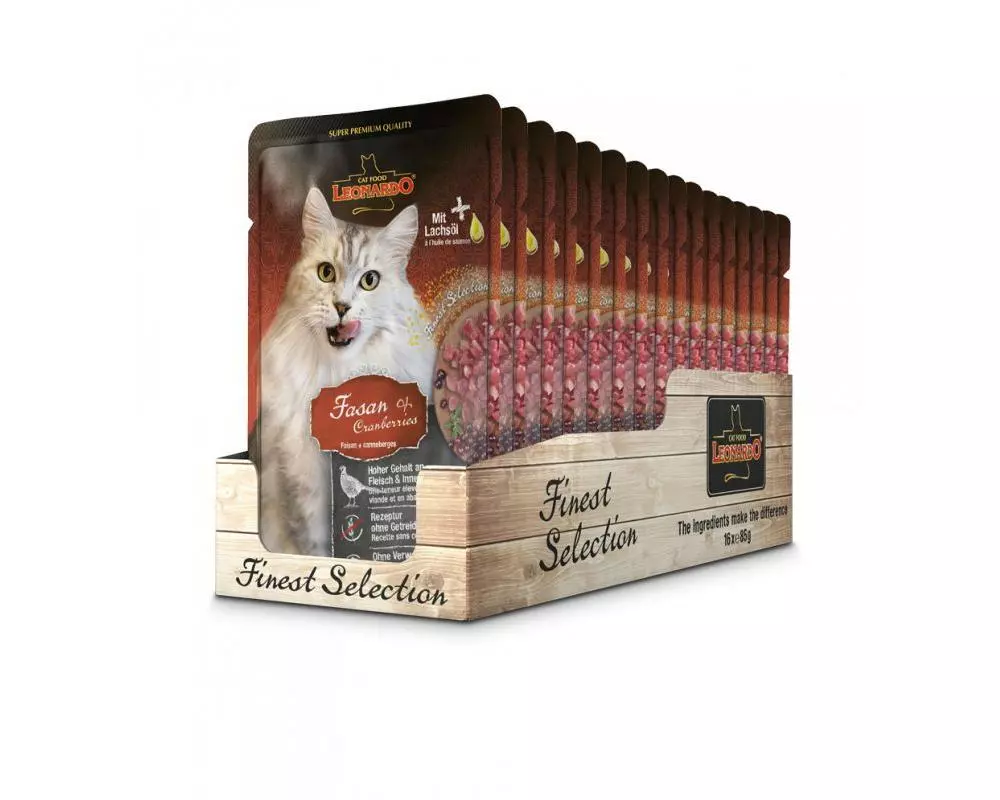 Leonardo Cat Food Nassfutter Fasan & Cranberries, 16 x 85 g