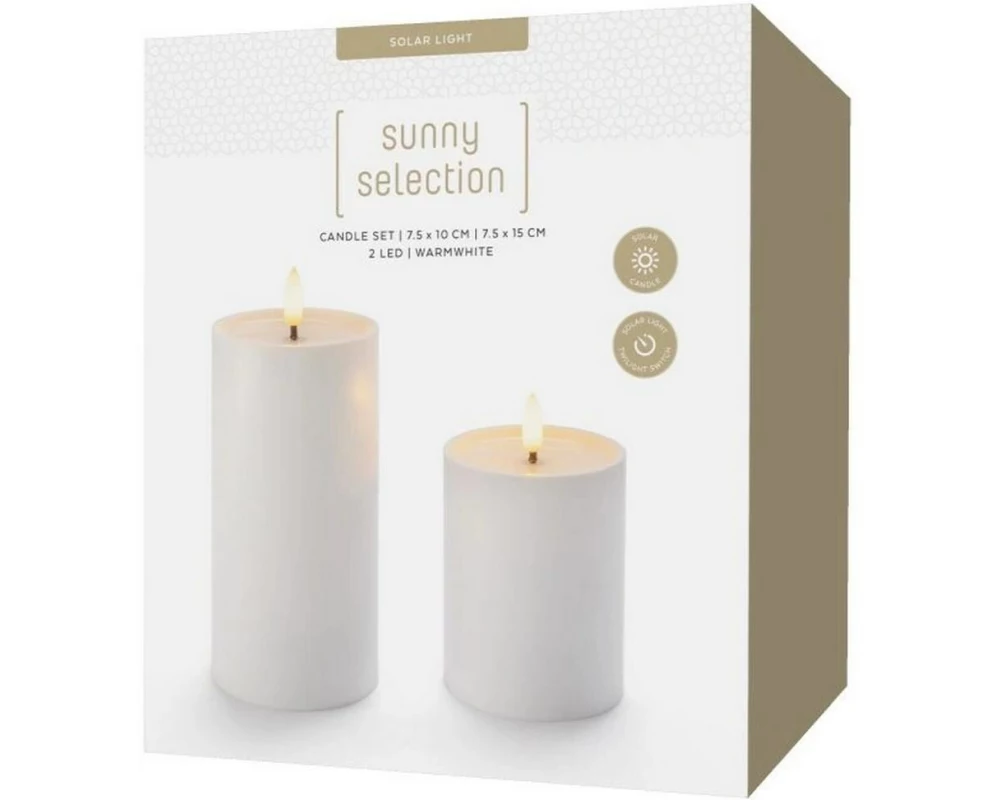 STT LED-Kerzen Set 2 Stück Weiss, 10 und 15 cm