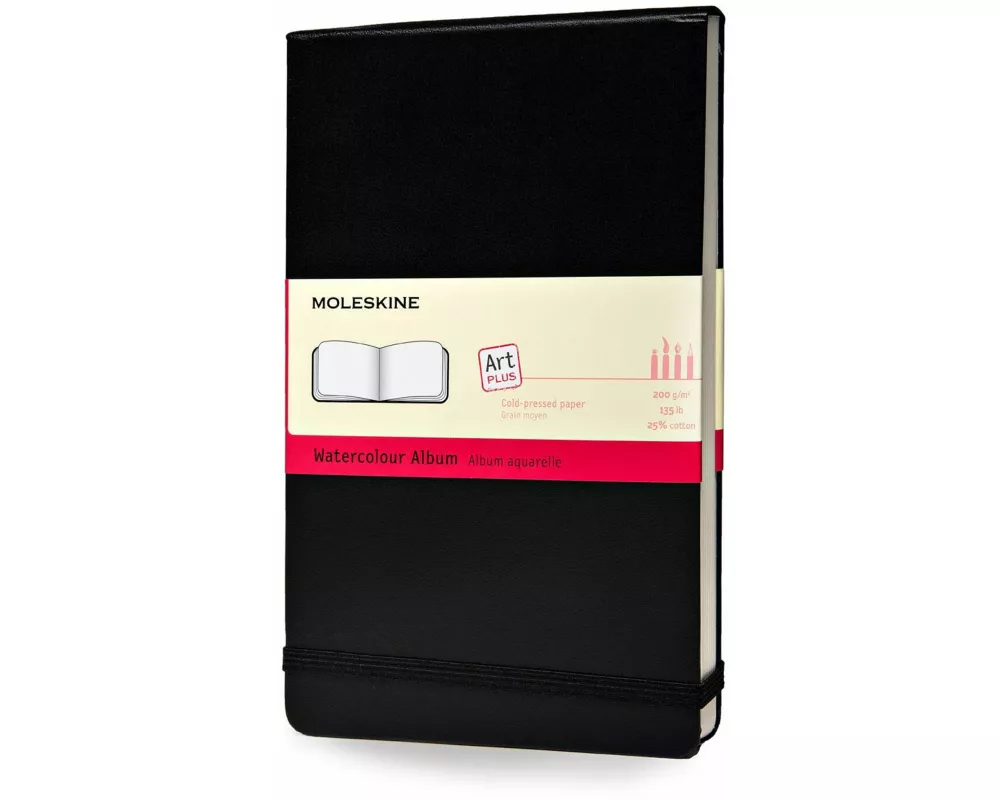 Moleskine Art Plus Watercolor Album, Large, Black, Hard Cover (5 x 8.25)
