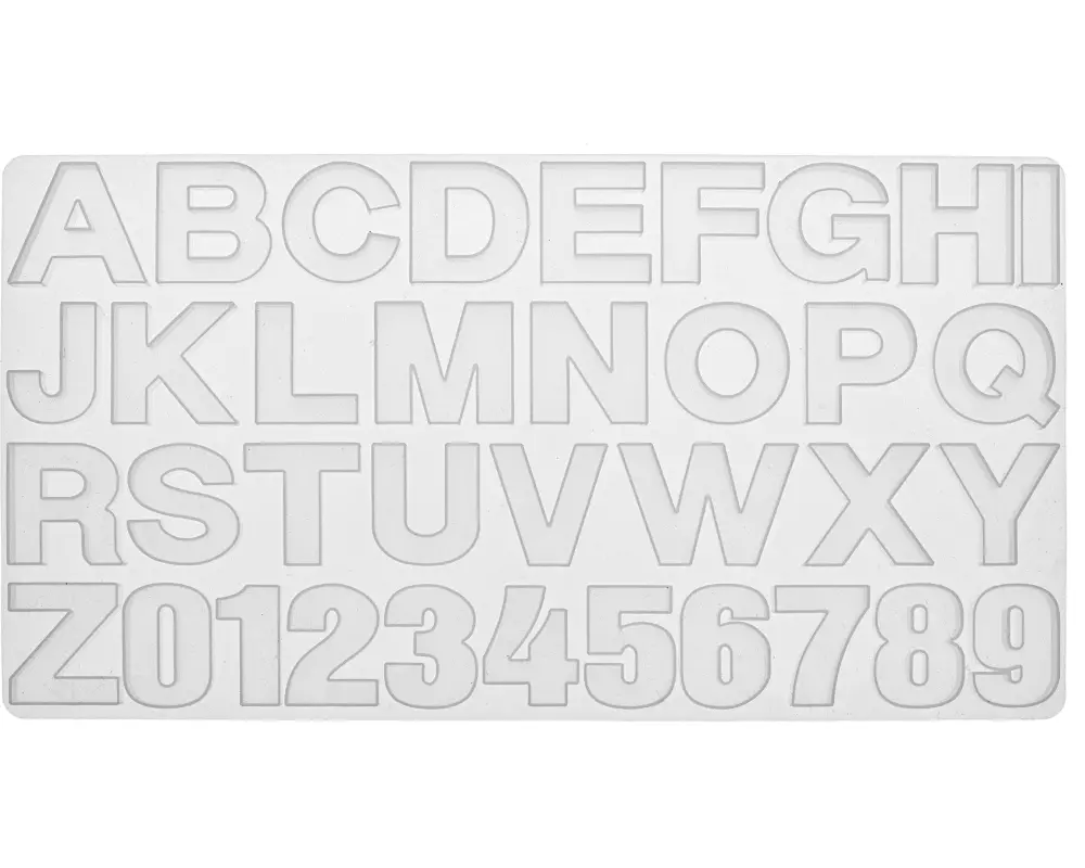Glorex Form aus Silikon 36 x 19 cm 36-teilig, Buchstaben und Zahlen