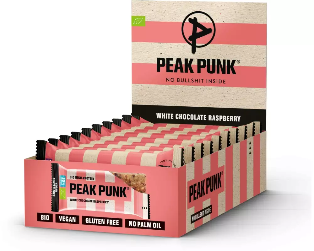 PEAK PUNK Bio Oat Protein – White Chocolate Raspberry 12 x 55 g