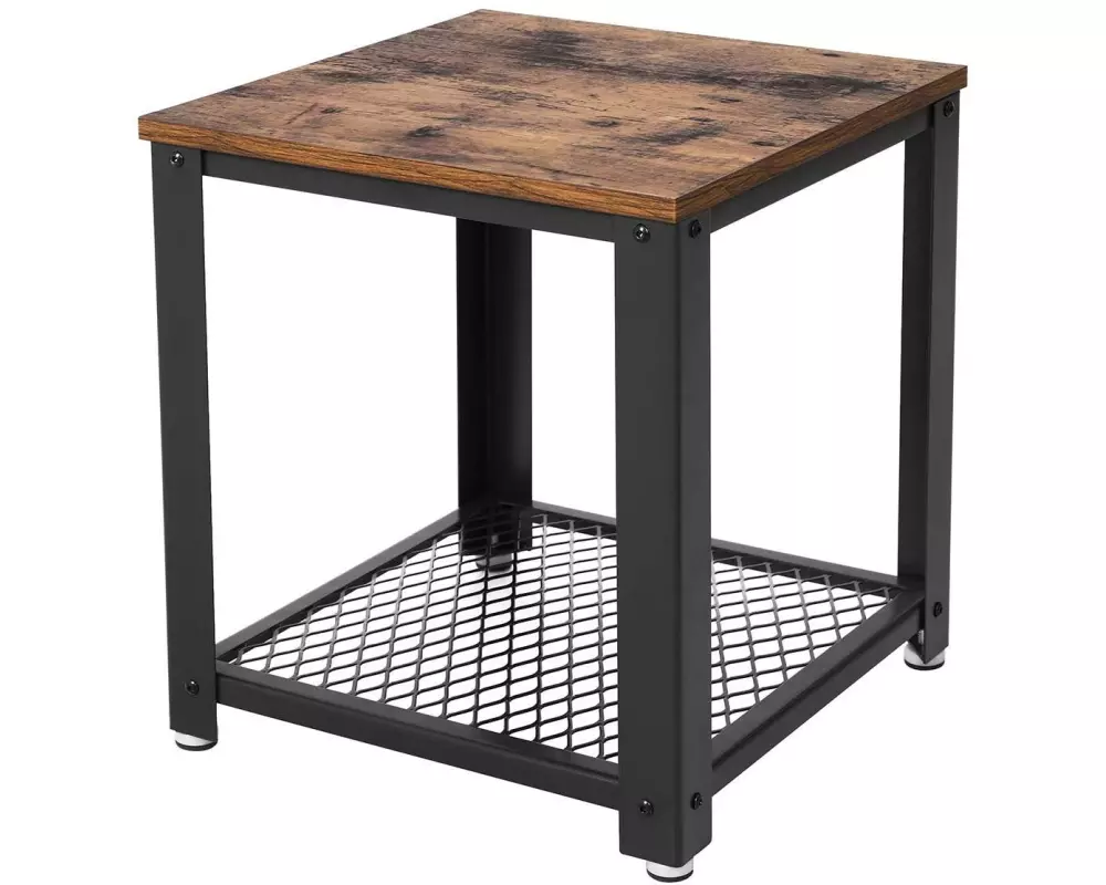 VASAGLE Beistelltisch mit Ablage 45 x 55 cm, Schwarz/Braun