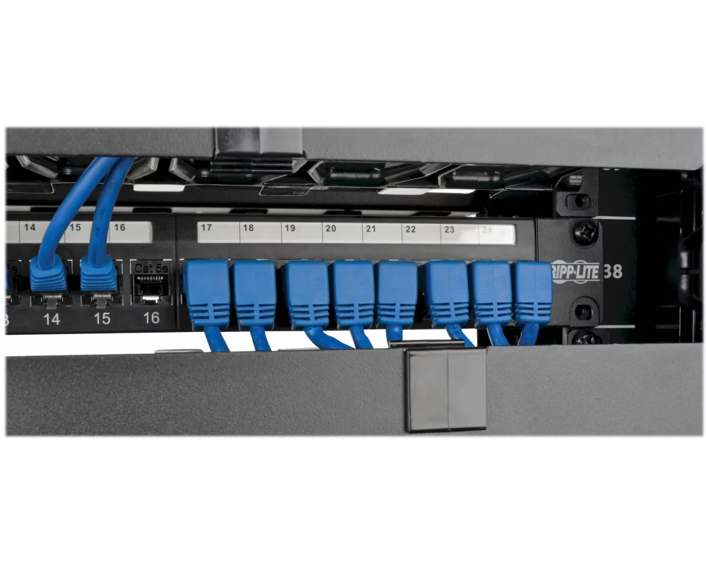 EATON TRIPPLITE Down-Angle, Cat6, Gigabit, Molded, UTP Ethernet Cable, RJ45, Right-Angle Down M to RJ45m, Blue, 3 ft. 0.91m