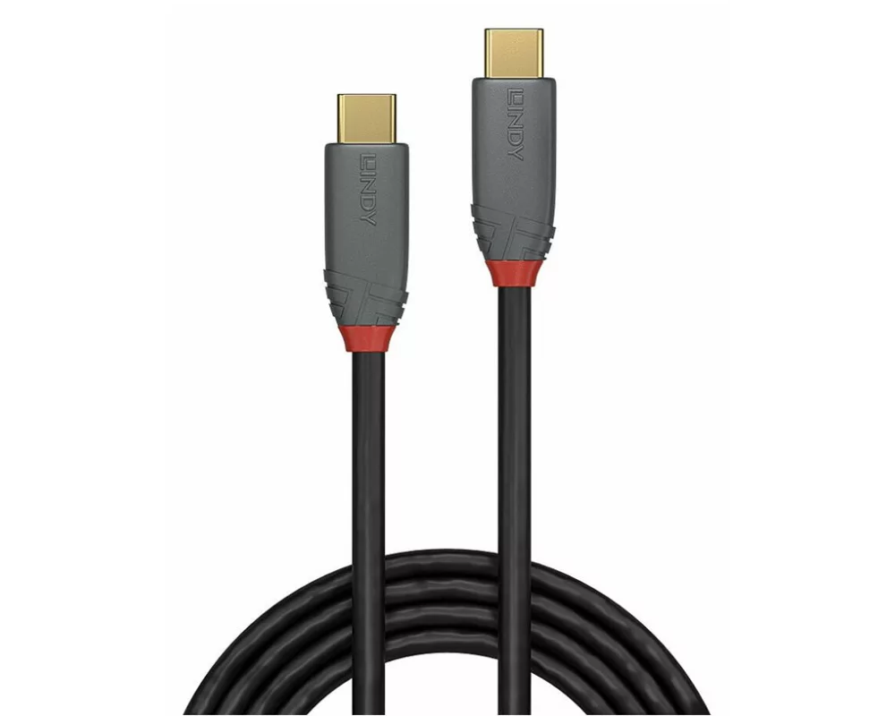 LINDY 3m USB 3.2 Type C to C Cable, 10Gbps, 100W PD, Anthra Line