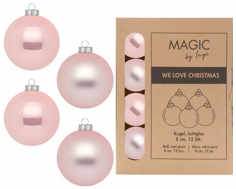 INGES CHRISTMAS DECOR Weihnachtskugel Lovely Magnolia Ø 8 cm, 1 Stück, Hellrosa