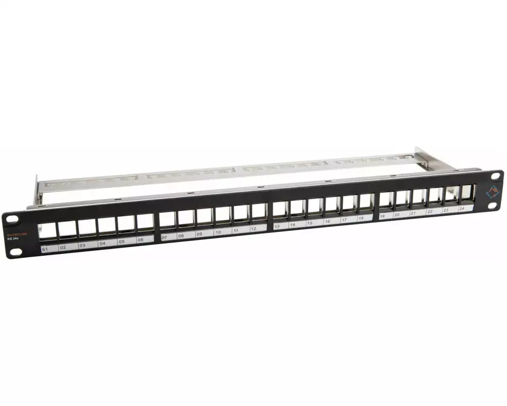 Dätwyler IT Infra Patchpanel KS 24x für 24x RJ45 Keystone 19" Rack schwarz