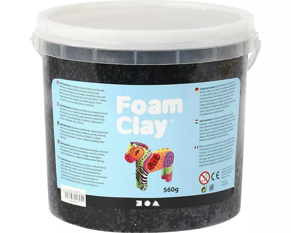 Creativ Company Modelliermasse Foam Clay Schwarz 560 g