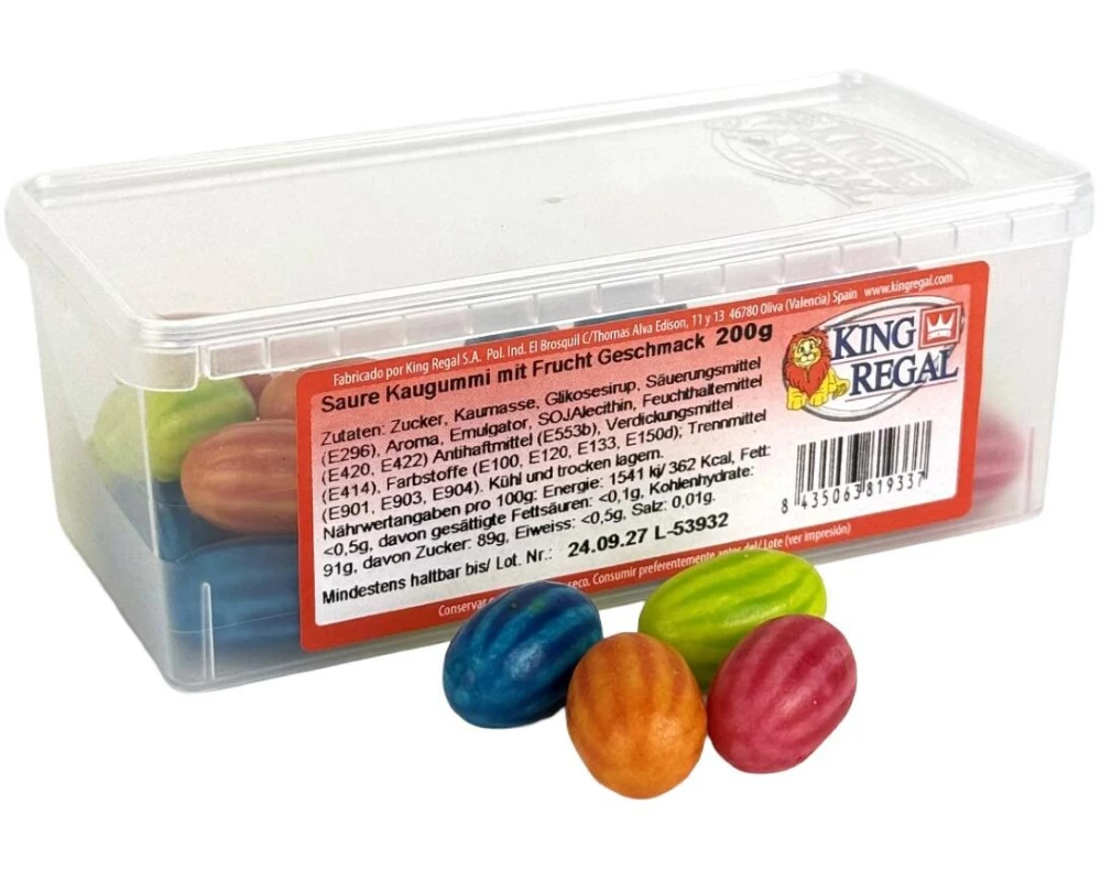 King Regal Saure Kaugummi Fruchtgeschmack 200 g