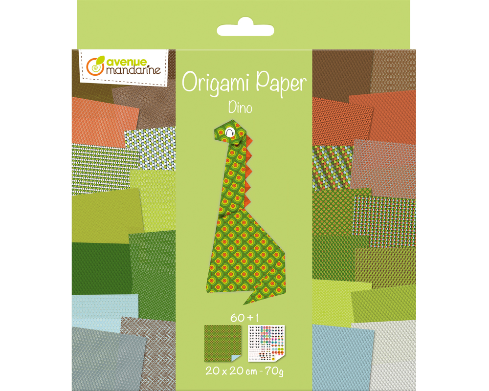 MANDARINE Origamipapier 20x20cm OR512C Dino 70g 60 Blatt