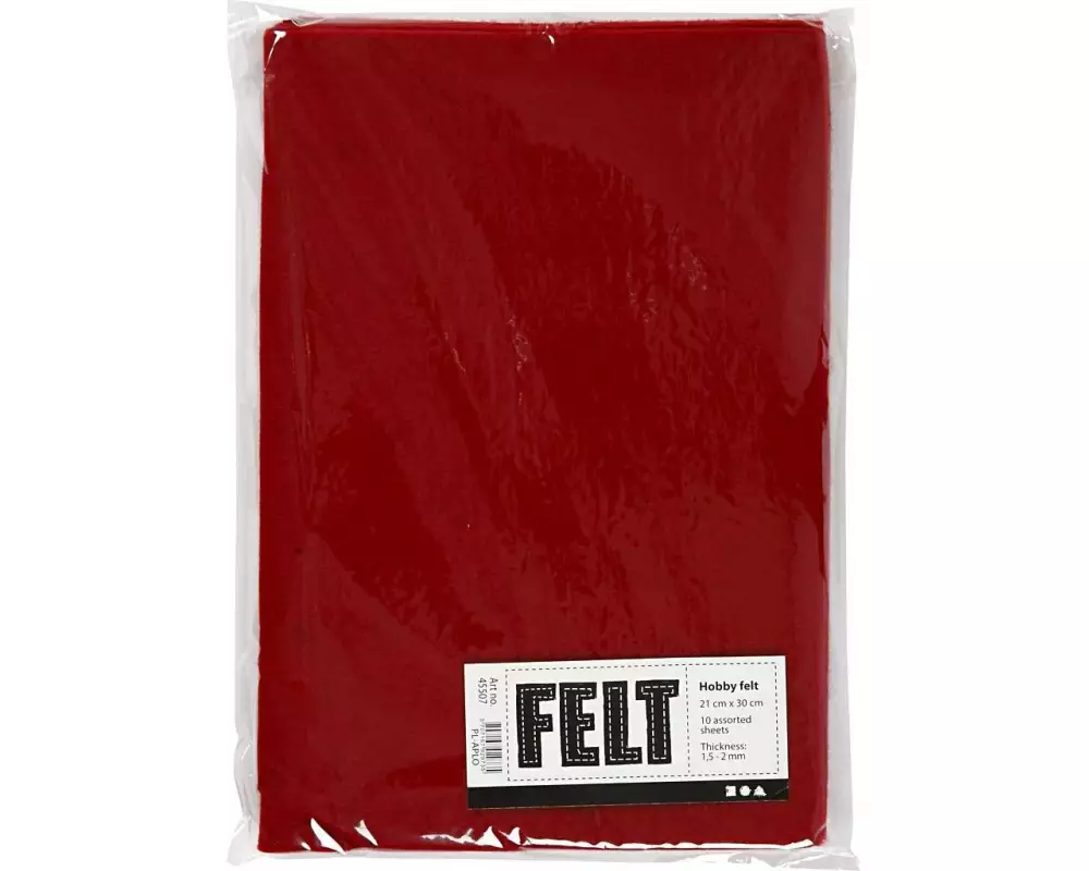 Creativ Company Bastelfilz 1.5 - 2 mm, A4, 10 Blatt, Dunkelrot