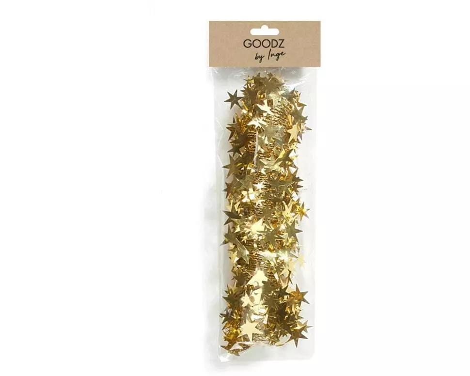 INGES CHRISTMAS DECOR Weihnachtsschmuck Spirale mit Sternen 7.5 m, Gold