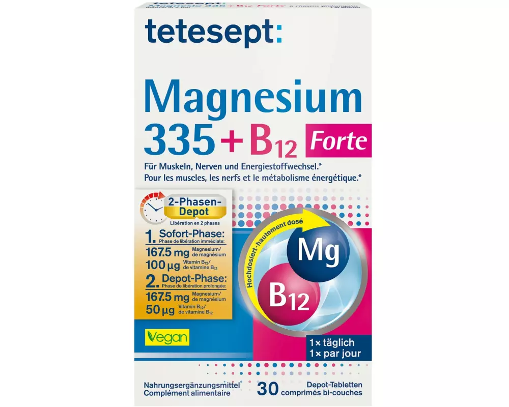tetesept Magnesium 335 + 150 B12 Depot 30 Tabletten