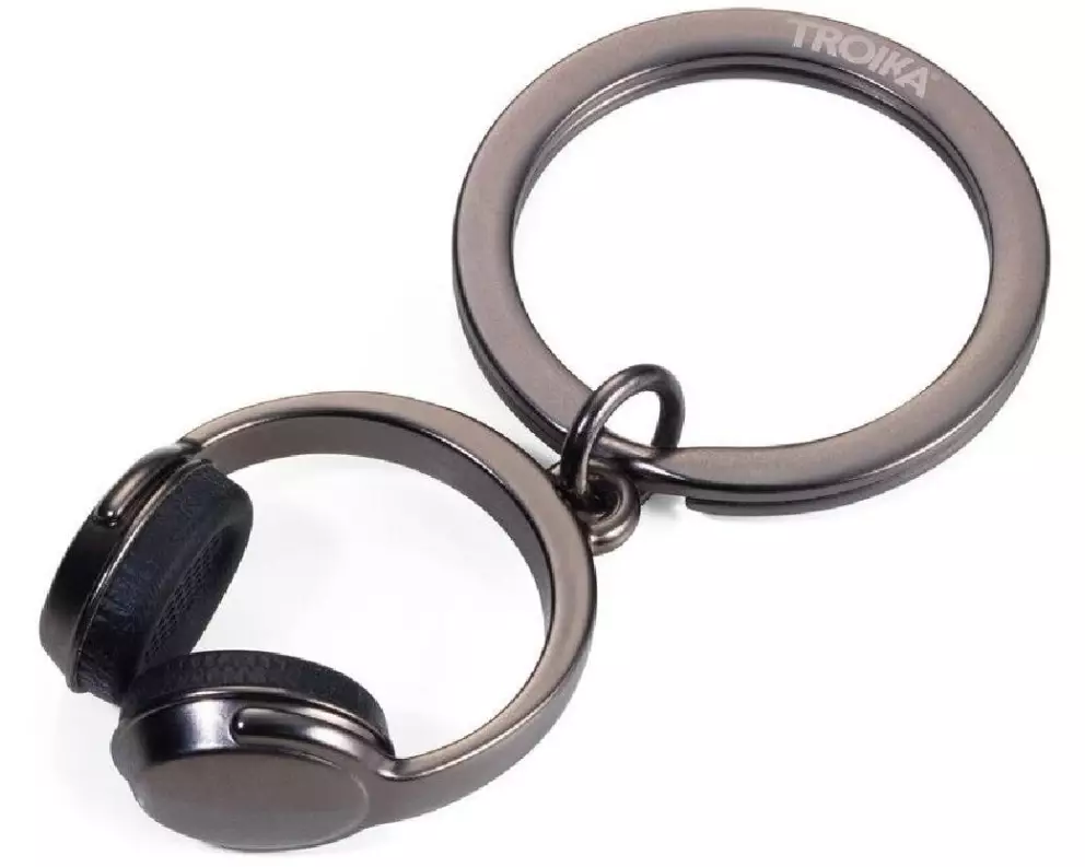 Troika Schlüsselanhänger Headphone black chrome