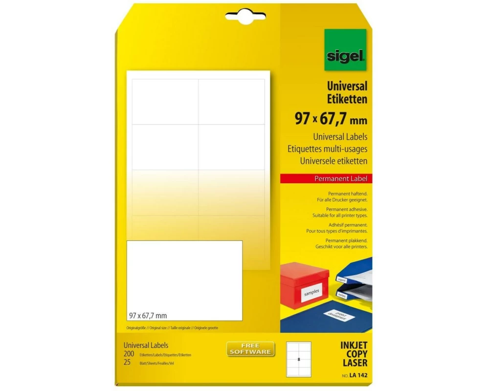 Sigel Universal-Etiketten 9.7 x 67.7 cm, 25 Blatt, Weiss