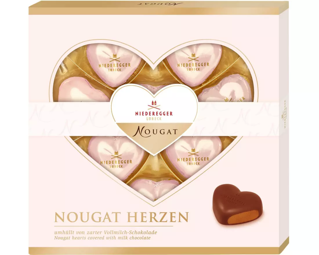Niederegger Schokoladen-Pralinen Nougat Herzen 125 g