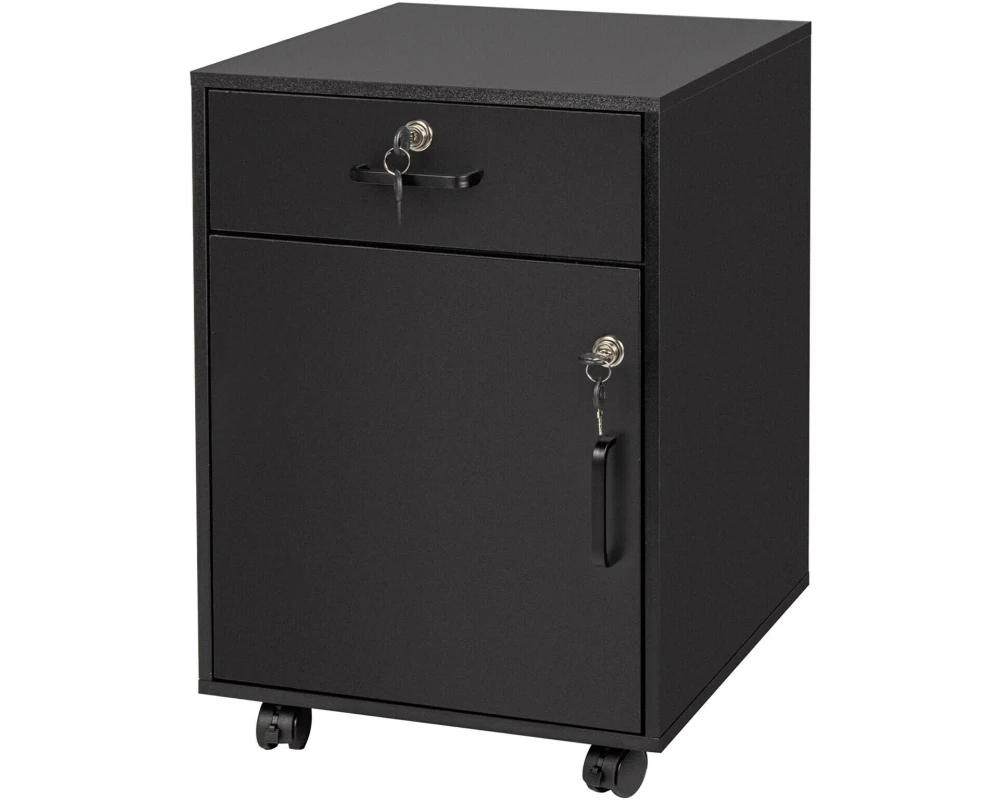relaxdays Rollcontainer Schwarz 57 x 40 x 40 cm