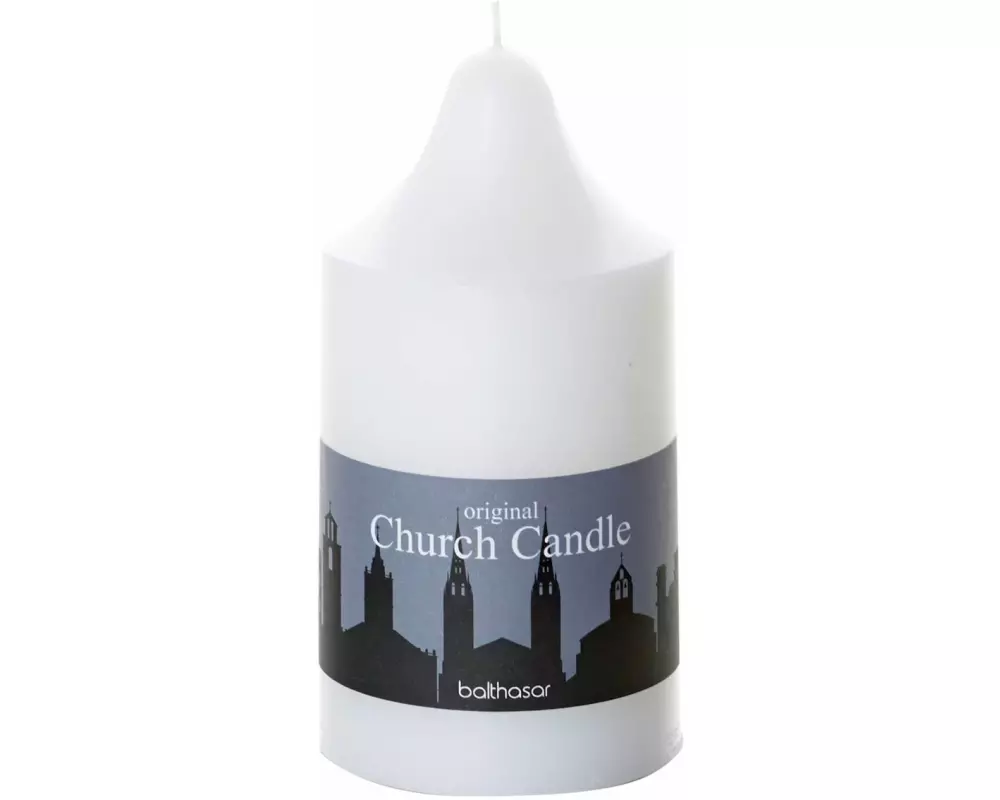 balthasar Church Candle 15 cm x 7.5 cm, Weiss