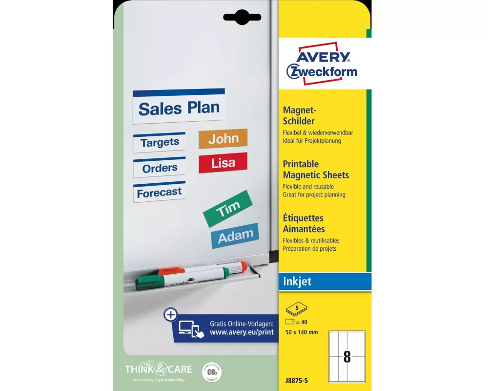 Avery Zweckform Magnet-Schilder 50 x 140 mm, 5 Blatt