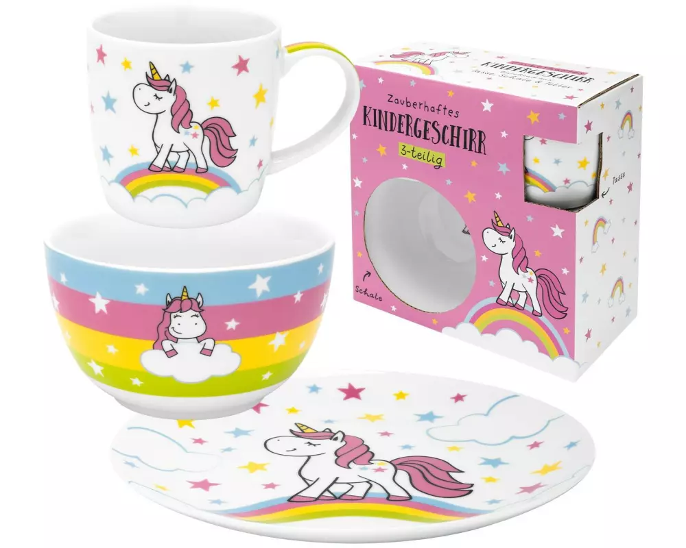 Sheepworld Kindergeschirrset Einhorn 3-teilig