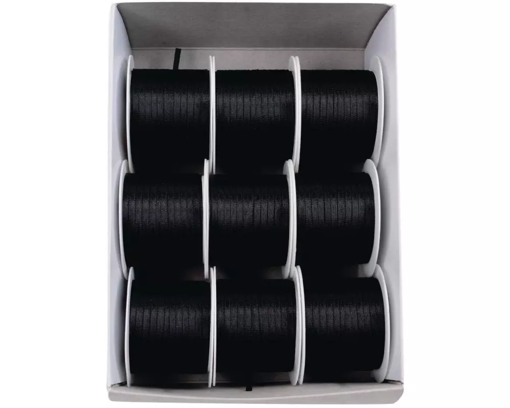 GOLDINA Satinband Doppelsatin-Band 3 mm x 10 m, Schwarz
