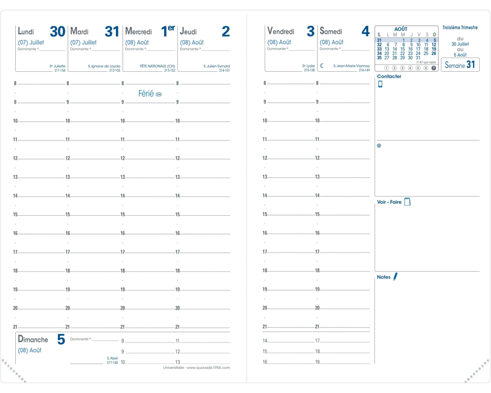QUO-VADIS Universitaire Ersatz 25/26 028004Q 1W/2S 13M FR 10x15cm