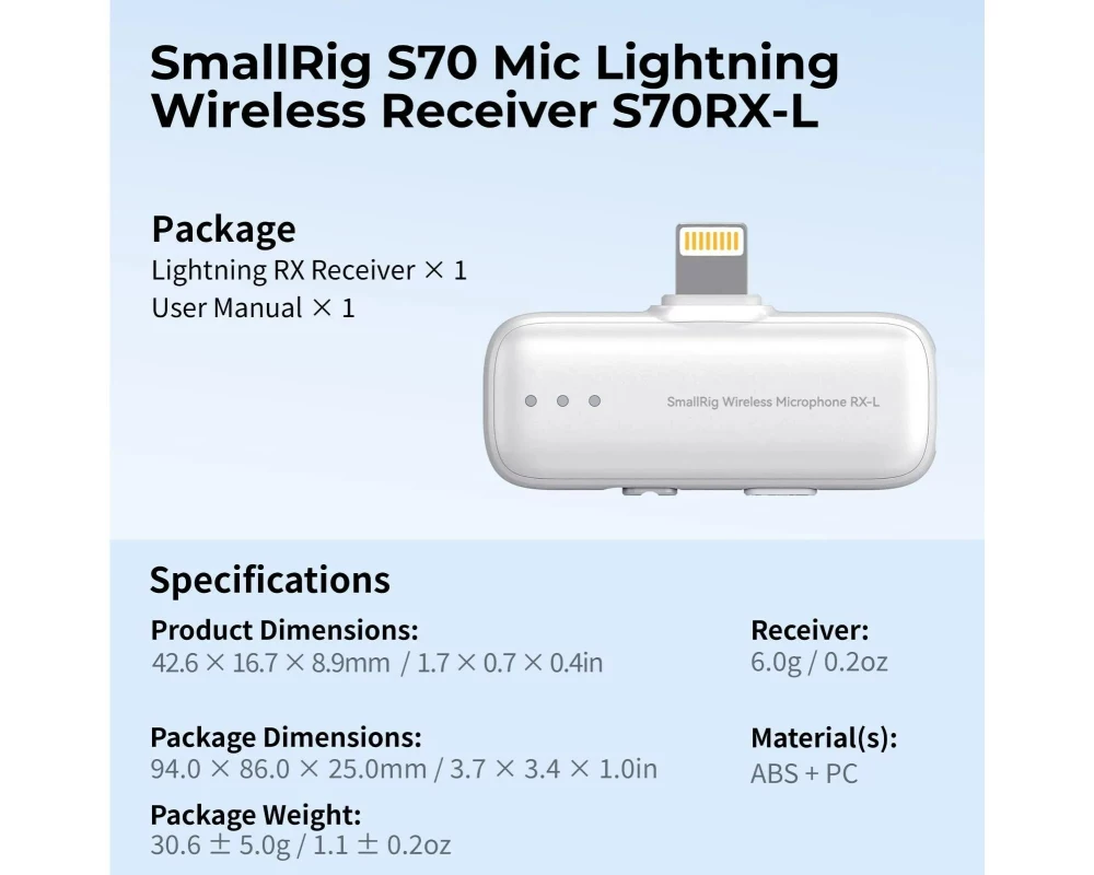 Smallrig S70RX-L Drahtloser Mikrofonempfänger Weiss