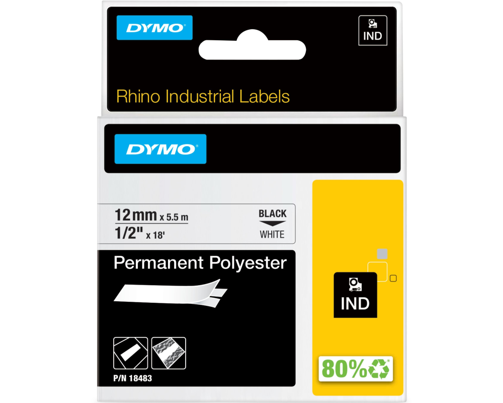 DYMO Schriftband D1 weiss/schwarz S0718210 Polyester 12mm